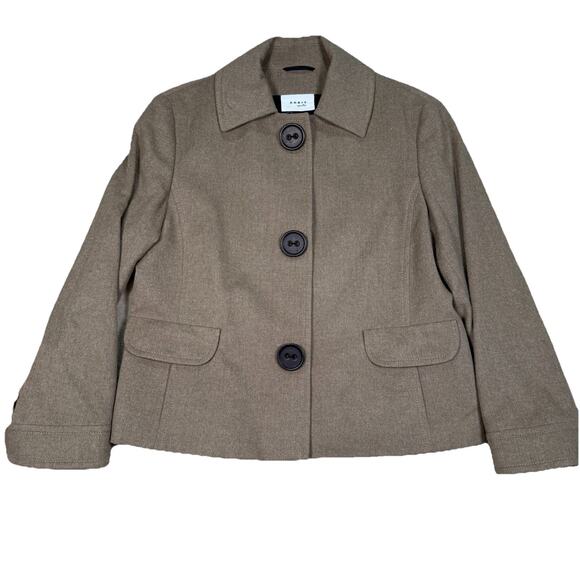 Akris Punto Tan Wool Angora Collared Short Trench Jacket Size US 8 FR 40 - Picture 1 of 9